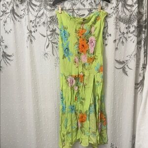 Vibrant Floral Maxi Skirt in Green